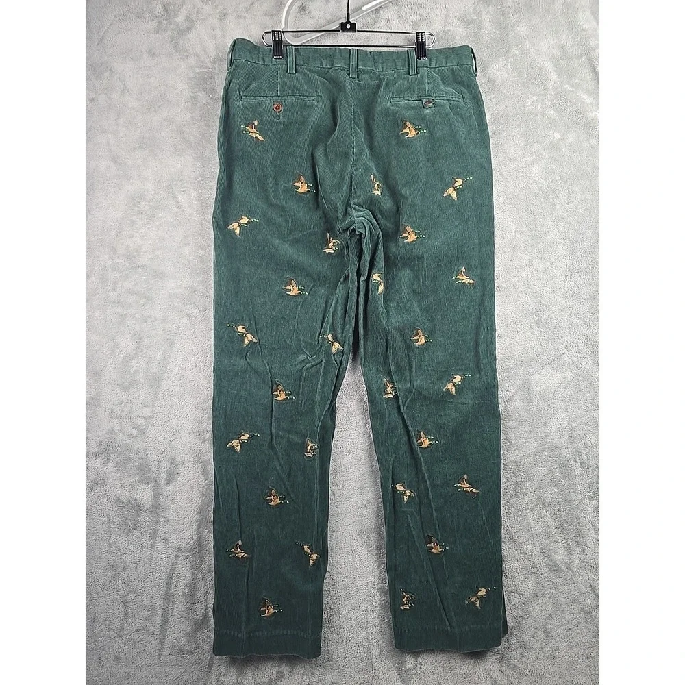 Polo Ralph Lauren Corduroy Pants Mens 35x31 Hunter Green Mallard Ducks Birdwatch
